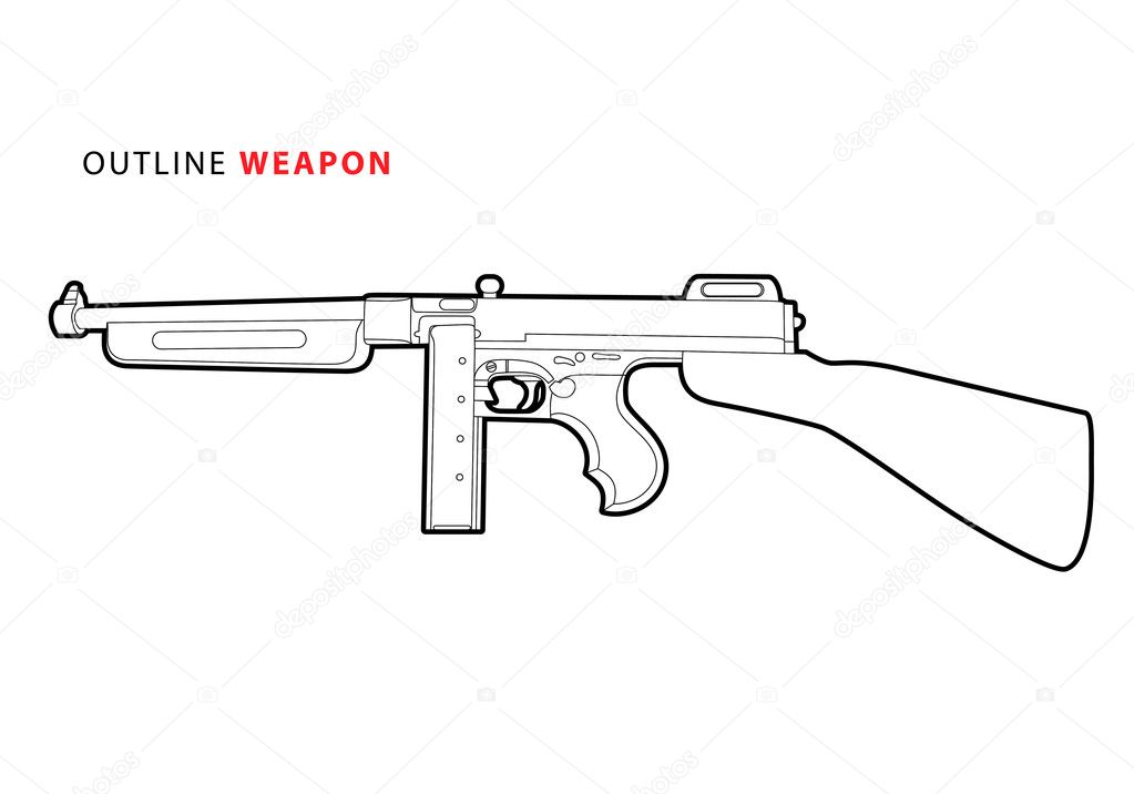 Outline tommy gun