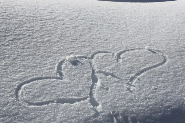 Amore Cuore sulla neve — Foto Stock