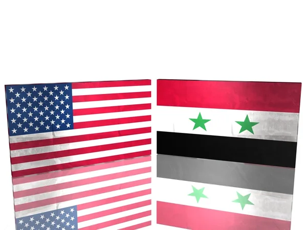 Флаги США и Сирии — стоковое фото