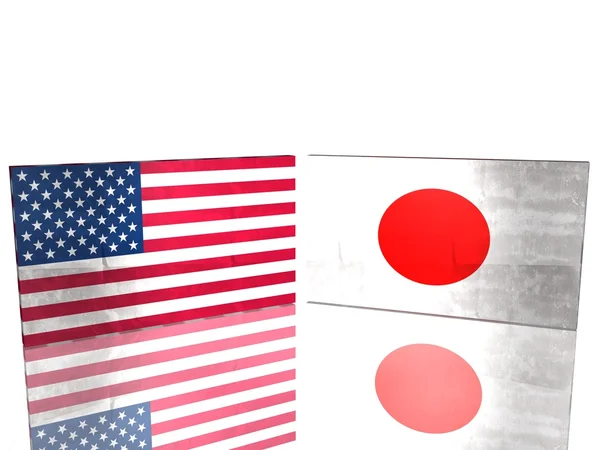 stock image USA and Japan flags