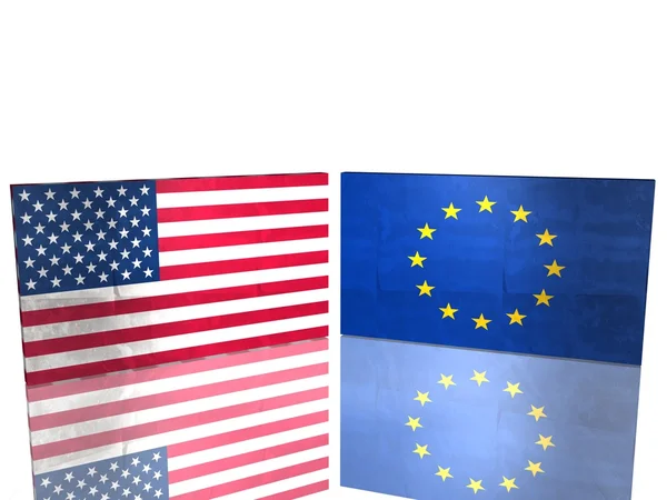 Flagi USA i UE — Zdjęcie stockowe