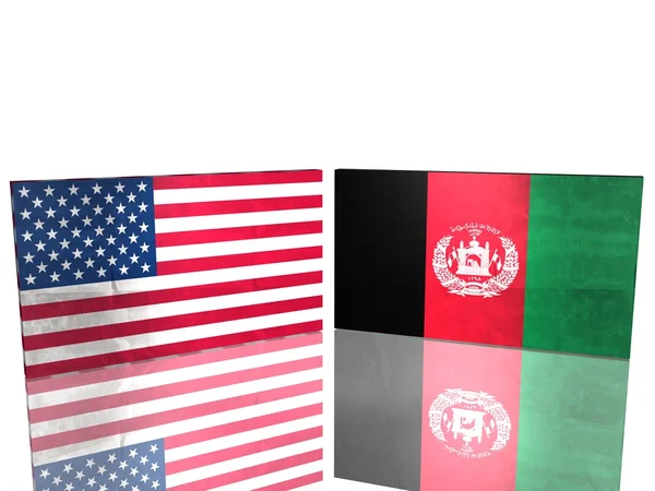 Flaggen der USA und Afghanistans — Stockfoto