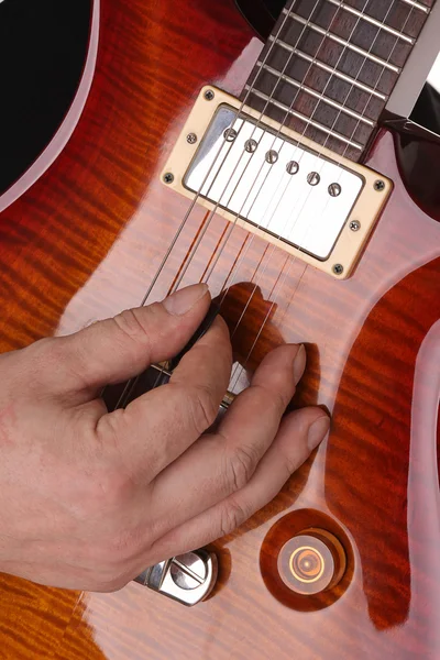 Guitarra e mão close-up — Fotografia de Stock