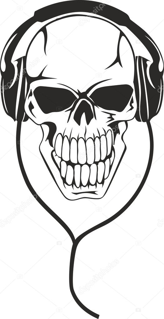 Skull in stereo ear-phones — Stock Vector © SS1001 #8069472