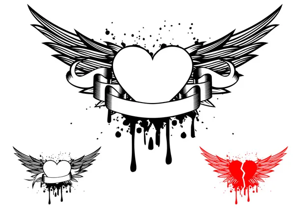 Wings and heart Stock Vector