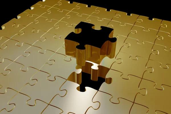 Piesa de puzzle de aur — Fotografie, imagine de stoc