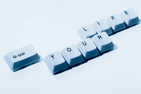 "コンピュータのキーボードキーから「あなたの人生をシフト」の言葉 ロイヤリティフリーのストック写真