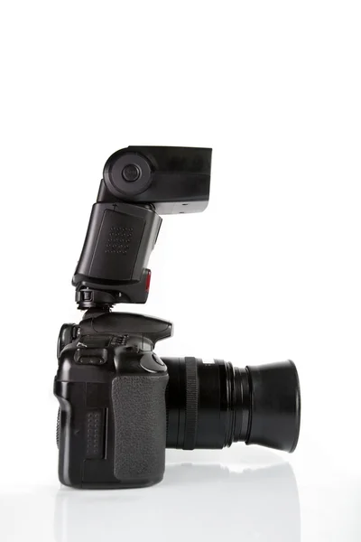 Vista lateral de la cámara fotográfica digital profesional Imagen de archivo