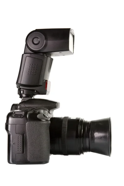 Visão lateral da câmera de foto digital profissional — Fotografia de Stock
