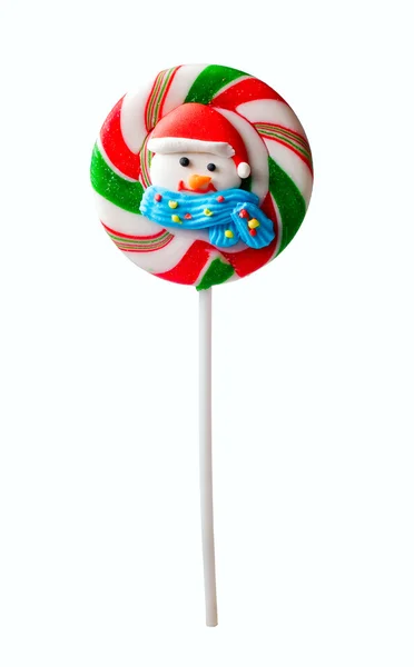 Färgglada lollipop med santa huvud isolerad på vit — Stockfoto
