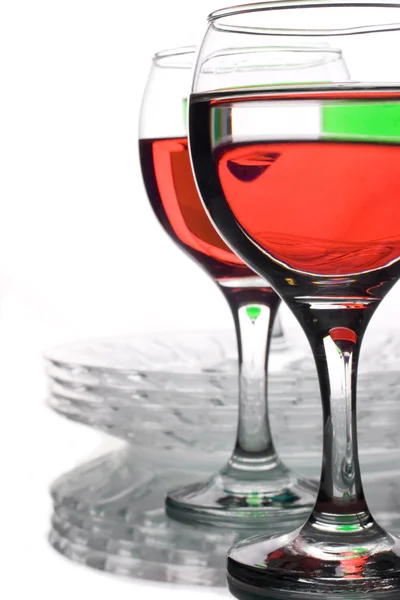 Скляний посуд з різнокольоровими рідинами — стокове фото