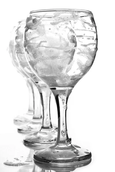 Wineglasses borított szappan hab Stock Kép