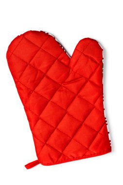 Quilted red heat protective mitten isolated clipart