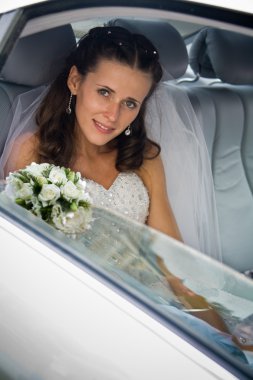 Bride inside the wedding car clipart