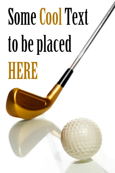Palla e mazza da golf con riflessione — Foto Stock