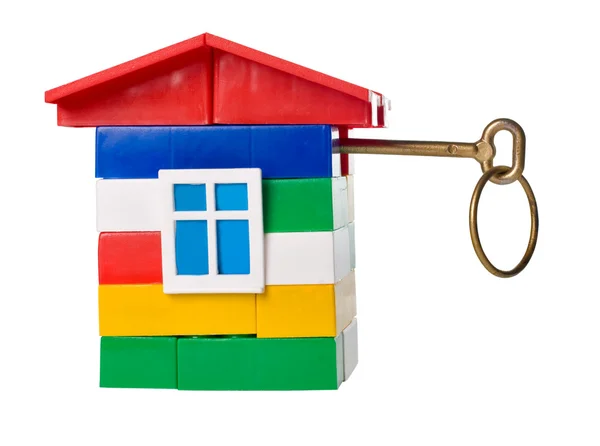 Speelgoed huis met de gouden sleutel — Stockfoto