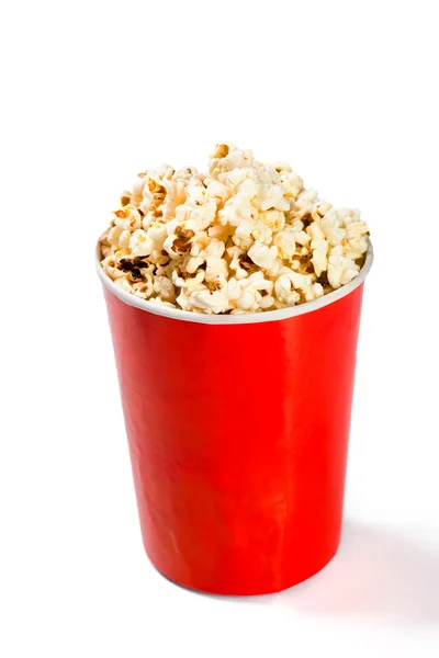 Červená vysoká miska s popcorn — Stock fotografie
