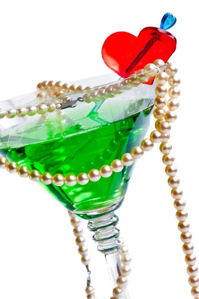 Martini glass with pearl beads — Stock Photo, Image