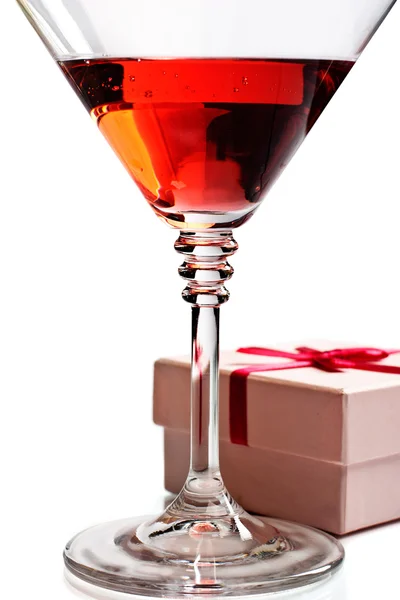 Red cocktail with umbrella — Stock Photo, Image