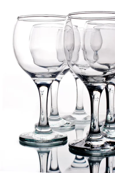 Άδειο wineglasses με αντανάκλαση — Φωτογραφία Αρχείου