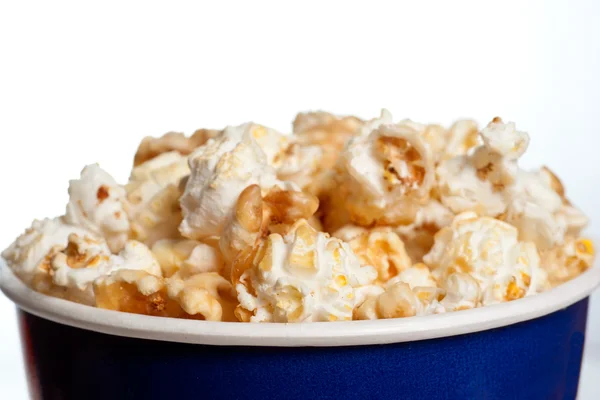 Ciotola alta con primo piano popcorn — Foto Stock