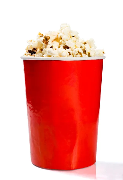 Ciotola alta rossa con popcorn — Foto Stock