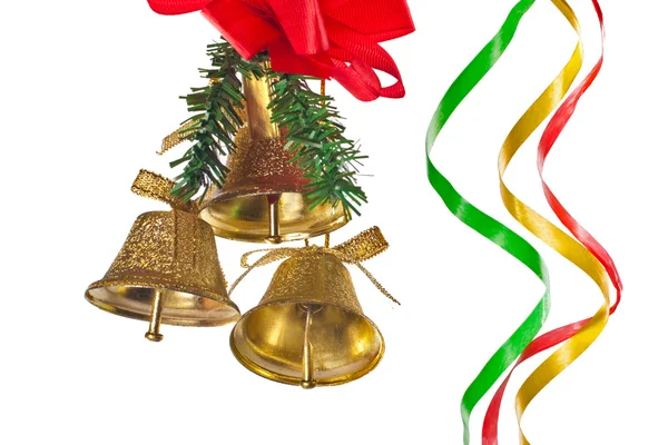 Campane d'oro con decorazione natalizia — Foto Stock