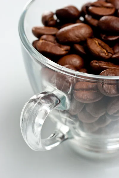 Kopp full med kaffebönor — Stockfoto