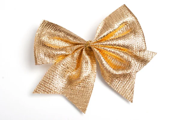 Golden bow isolated with clipping path included — Stock Photo, Image