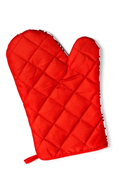 Gesteppte rote Hitzeschutzhandschuhe isoliert — Stockfoto