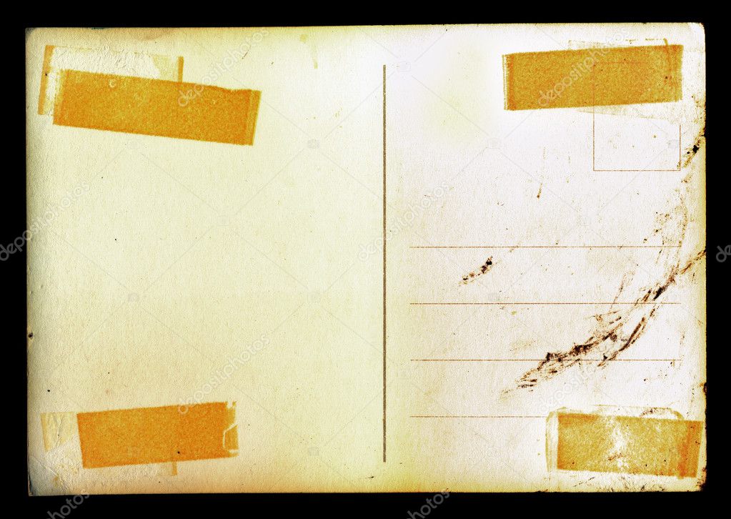 Vintage blank postcard background with stains