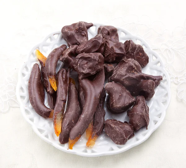 Orange in the chocolate — Stock Photo, Image
