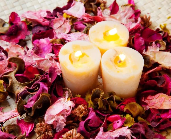 Candle with rose — Stock Photo, Image