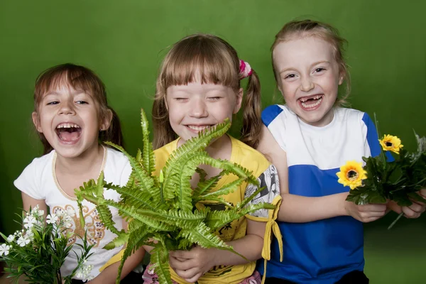 Los niños alegres en el jardín de infancia el verano . Imagen de archivo