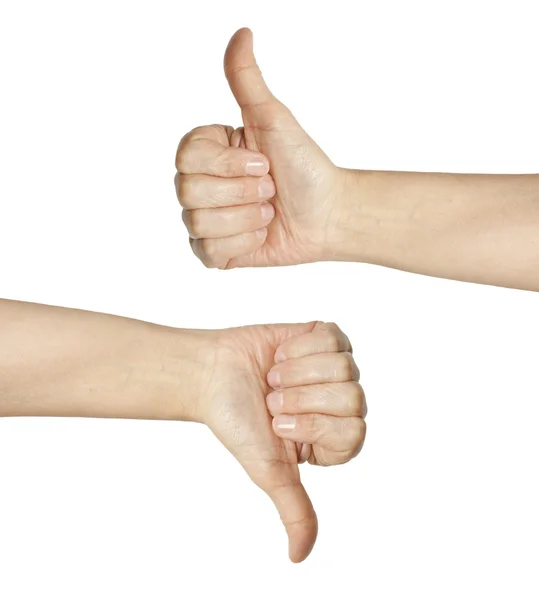 Símbolo de mão feminino em como e ao contrário da ação — Fotografia de Stock