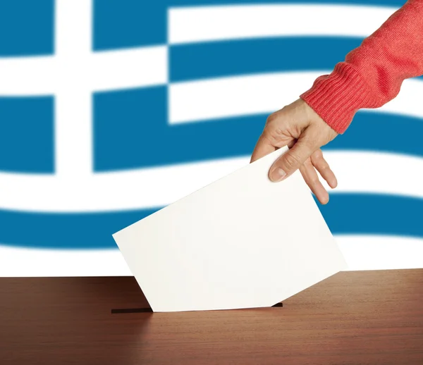Голосувати на прапор Греції — стокове фото