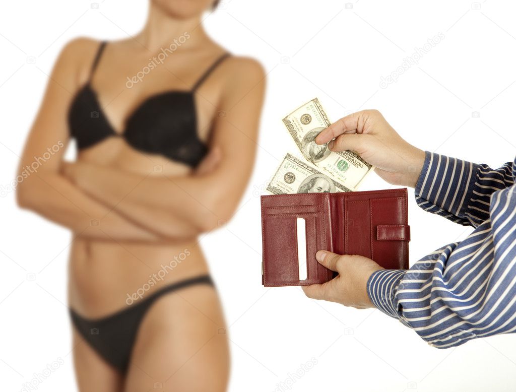 Man is paying for sex (Dollar banknotes)