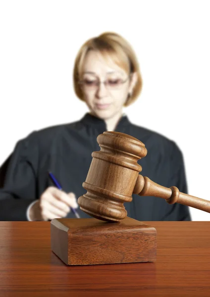 Gavel & female judge — Stock Photo, Image