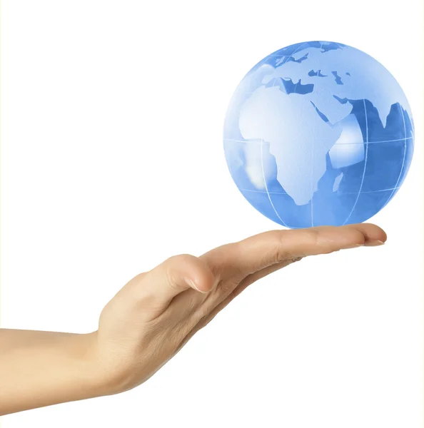 Earth globe in his hands — Stock Photo, Image