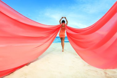 Woman with red scarf clipart