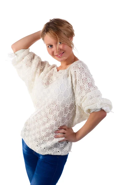 Blonde in knitted. — Stock Photo, Image