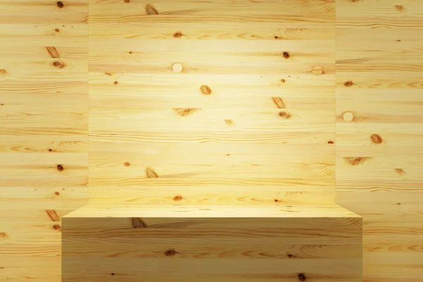 Prateleira de madeira vazia na parede — Fotografia de Stock