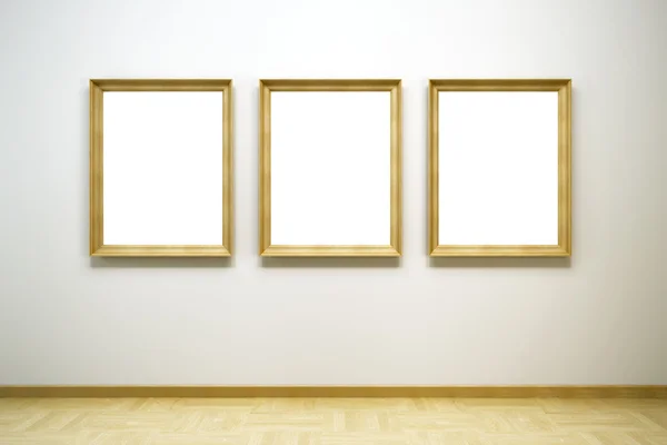 Molduras em branco na galeria — Fotografia de Stock