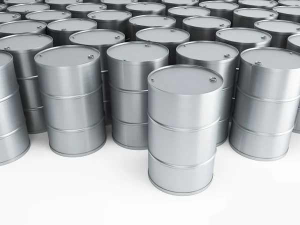 Silver oil barrels — Stock Photo, Image