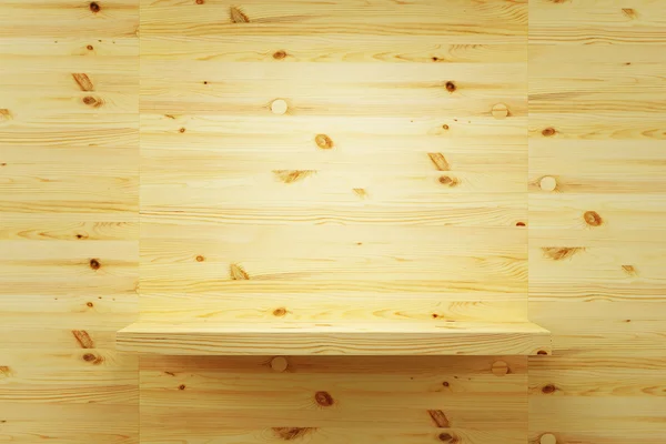 Puste drewniane półki na ścianie — Zdjęcie stockowe