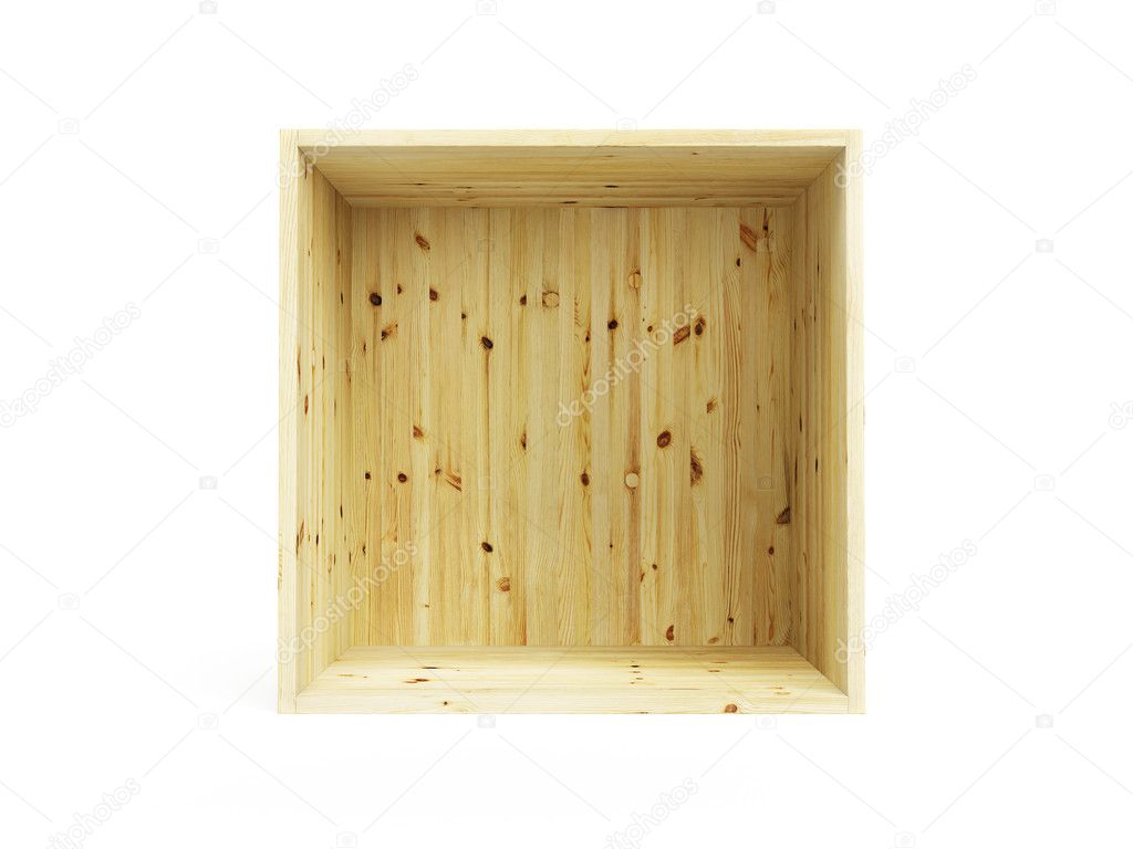 Isolated empty pine box