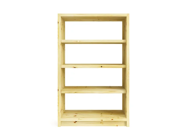 Geïsoleerde houten boekenkast — Stockfoto