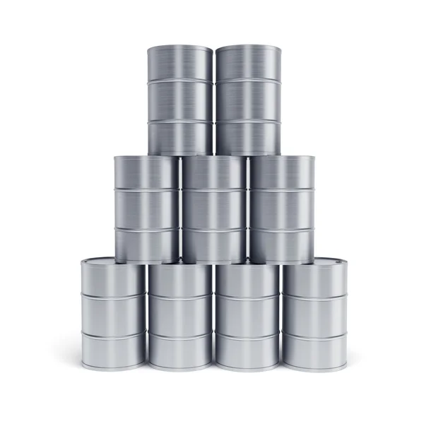 Silver oil barrels — Stock Photo, Image