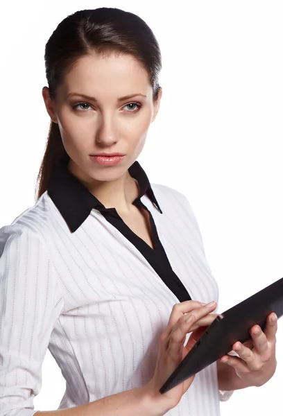 Picture of happy woman with tablet pc computer — Stock Photo, Image