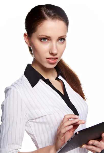 Mooie moderne vrouw met behulp van digitale Tablet PC — Stockfoto